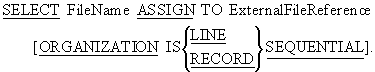 SELECT and ASSIGN syntax diagram for Sequential files