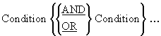 Complex Condition syntax diagram showing the AND and OR conjunction operators
