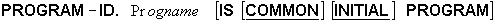 Syntax diagram for IS INITIAL and IS COMMON PROGRAM clauses in PROGRAM-ID